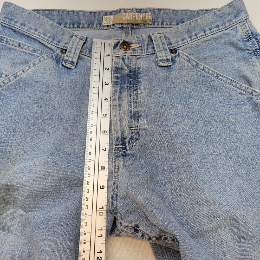 Lee Carpenter Jeans Mens 32x30 Light Wash Blue Denim Workwear Dungarees TZS-C381